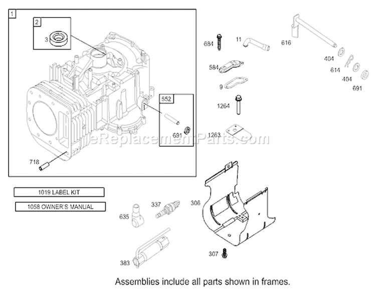 Cylinder Assembly Engine Diagram and Parts List for 74502 230000001-230999999 - 2003 Toro Lawn Tractor
