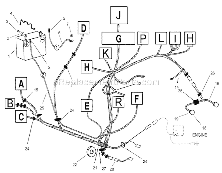 Electrical Assembly Diagram and Parts List for 74570 200000001-200999999 - 2000 Toro Lawn Tractor