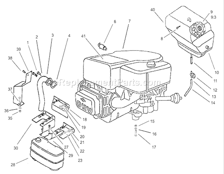 Engine Assembly Diagram and Parts List for 74570 200000001-200999999 - 2000 Toro Lawn Tractor
