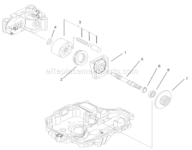 Motor Shaft Assembly Diagram and Parts List for 74570 200000001-200999999 - 2000 Toro Lawn Tractor