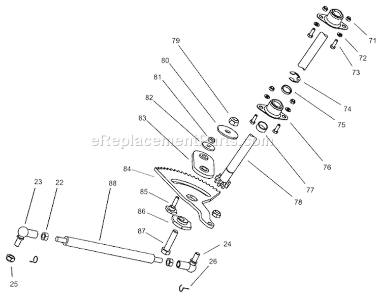 Steering Assembly Diagram and Parts List for 74570 200000001-200999999 - 2000 Toro Lawn Tractor