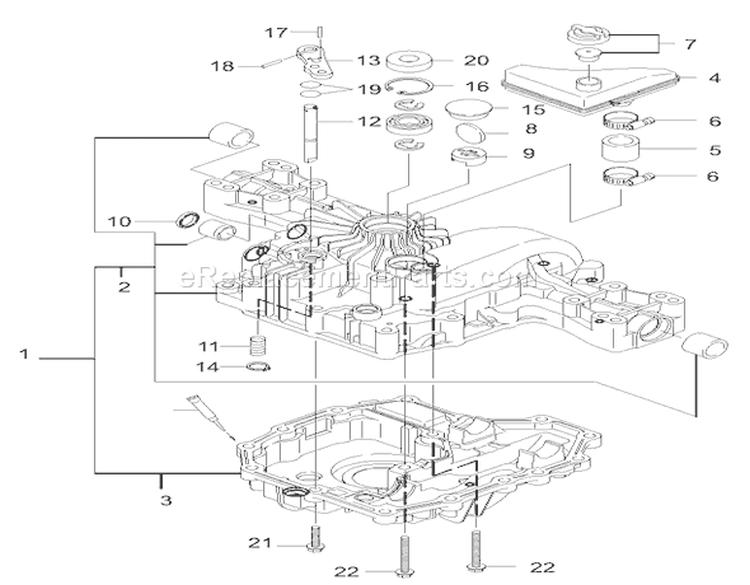 Transaxle Case Assembly Diagram and Parts List for 74570 200000001-200999999 - 2000 Toro Lawn Tractor