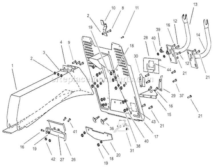 Chute-Collector Assembly Diagram and Parts List for 74570 200000001-200999999 - 2000 Toro Lawn Tractor