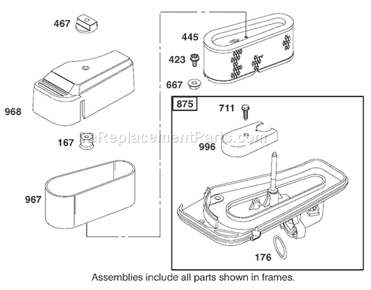 Air Cleaner Assembly Engine Diagram and Parts List for 74570 210000001-210999999 - 2001 Toro Lawn Tractor