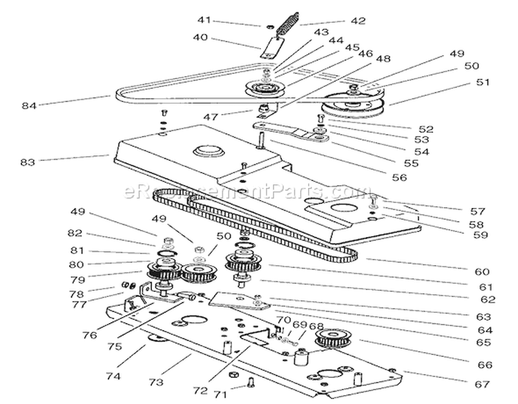 Cutting Pan Assembly Diagram and Parts List for 74570 210000001-210999999 - 2001 Toro Lawn Tractor