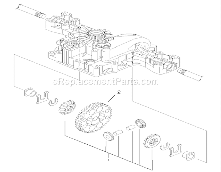 Differential Gear Assembly Diagram and Parts List for 74570 210000001-210999999 - 2001 Toro Lawn Tractor