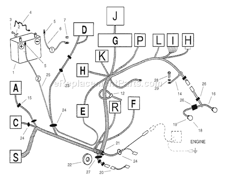 Electrical Assembly Diagram and Parts List for 74570 210000001-210999999 - 2001 Toro Lawn Tractor
