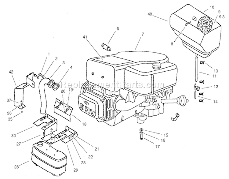 Engine Assembly Diagram and Parts List for 74570 210000001-210999999 - 2001 Toro Lawn Tractor
