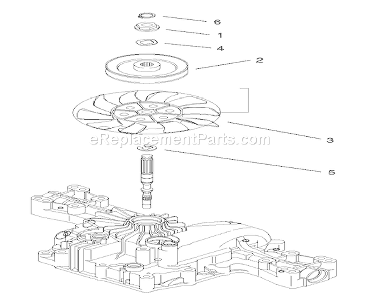 Fan Pulley Assembly Diagram and Parts List for 74570 210000001-210999999 - 2001 Toro Lawn Tractor