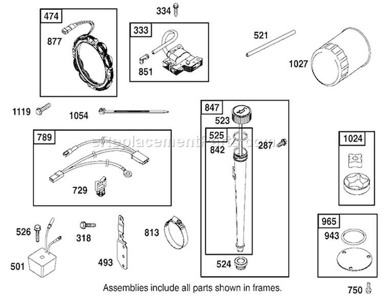 Oil Filter, Tube, and Pump Assembly Engine Diagram and Parts List for 74570 210000001-210999999 - 2001 Toro Lawn Tractor