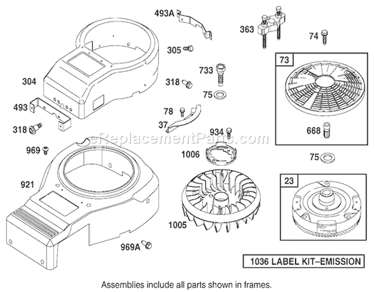 Blower Housing Assembly Engine Diagram and Parts List for 74570 210000001-210999999 - 2001 Toro Lawn Tractor