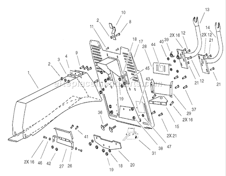 Chute Collector Assembly Diagram and Parts List for 74570 220000001-220999999 - 2002 Toro Lawn Tractor