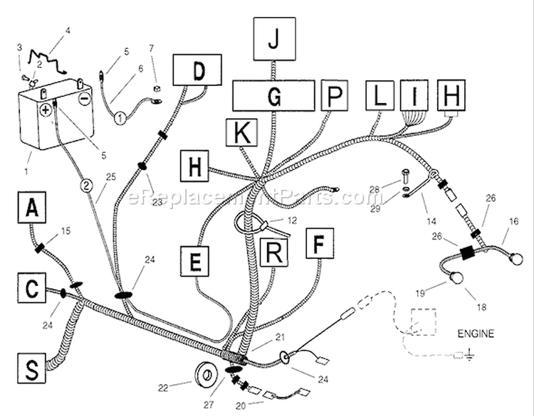 Electrical Assembly Diagram and Parts List for 74570 220000001-220999999 - 2002 Toro Lawn Tractor