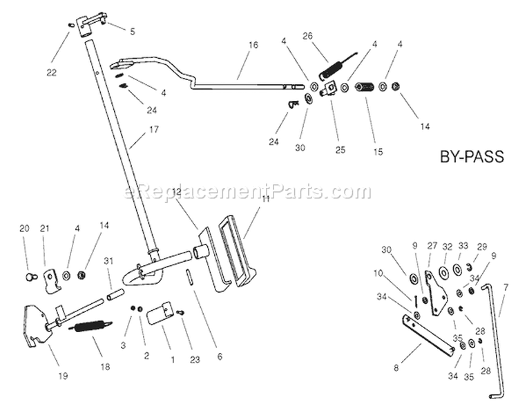 Operation Brake By-Pass Assembly Diagram and Parts List for 74570 220000001-220999999 - 2002 Toro Lawn Tractor