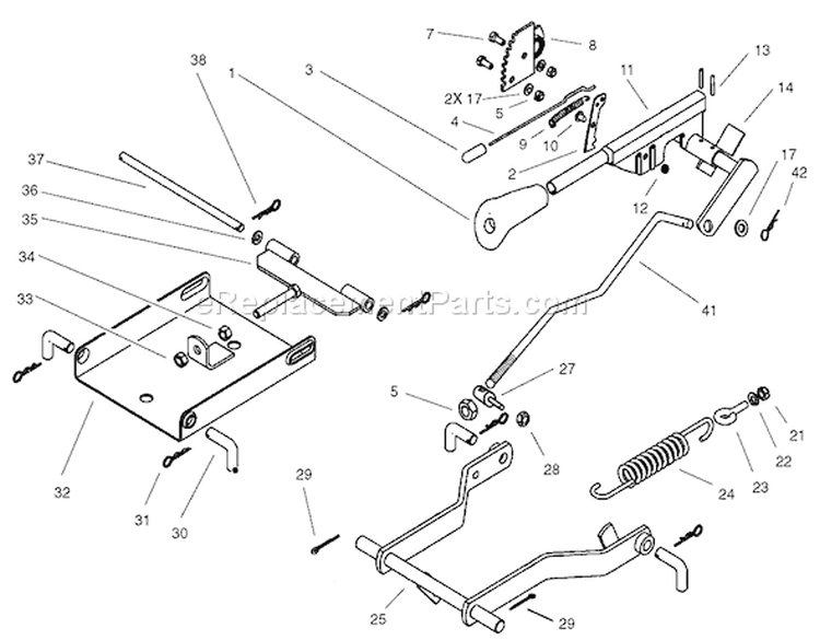 Operation Mower Lift Assembly Diagram and Parts List for 74570 220000001-220999999 - 2002 Toro Lawn Tractor
