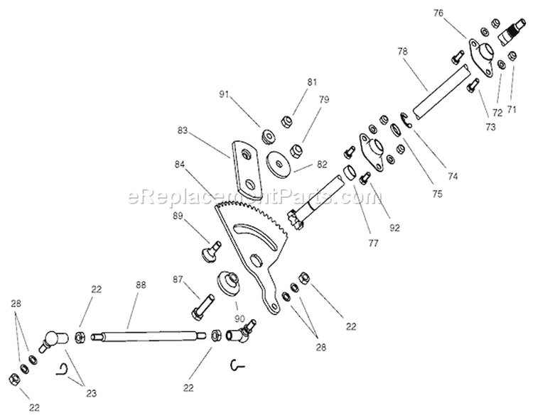 Steering Assembly Diagram and Parts List for 74570 220000001-220999999 - 2002 Toro Lawn Tractor