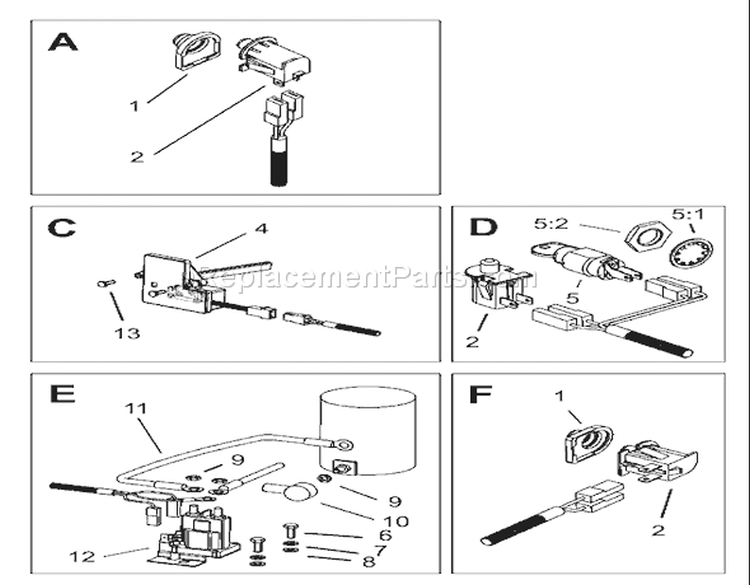 Electrical Switch Assembly Diagram and Parts List for 74570 230000001-230999999 - 2003 Toro Lawn Tractor