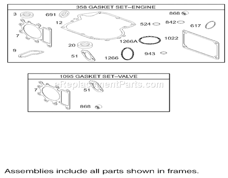 Gasket Assembly Diagram and Parts List for 70185 240000001-240999999 - 2004 Toro Lawn Tractor