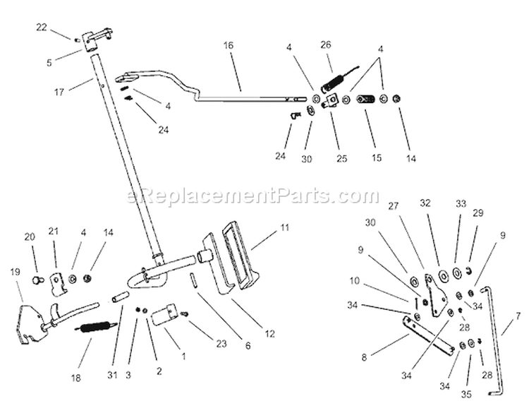 Operation Brake/By-Pass Assembly Diagram and Parts List for 74570 230000001-230999999 - 2003 Toro Lawn Tractor