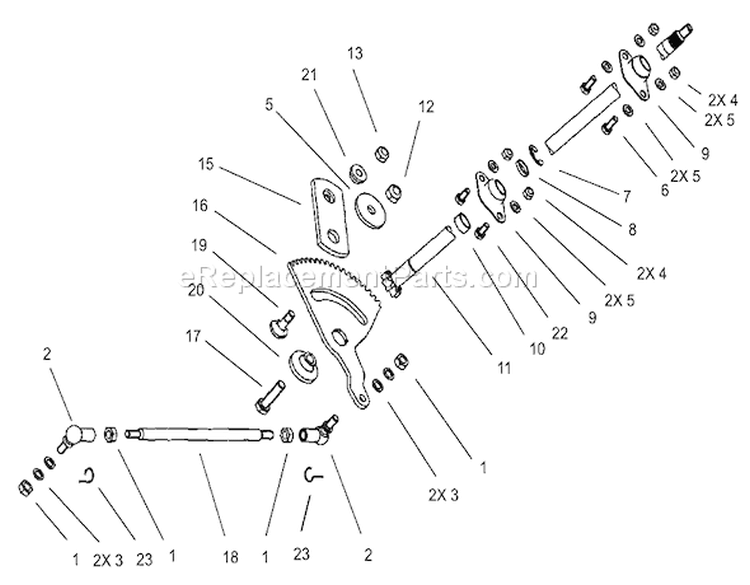 Steering Assembly Diagram and Parts List for 74570 230000001-230999999 - 2003 Toro Lawn Tractor