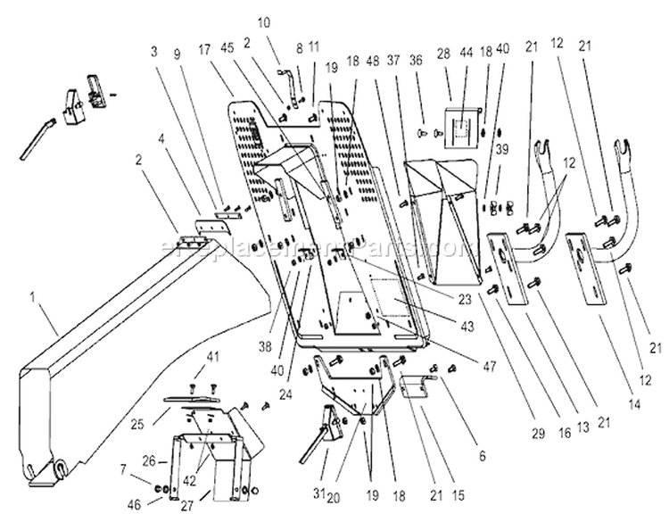 Chute Collector Assembly Diagram and Parts List for 74570 230000001-230999999 - 2003 Toro Lawn Tractor