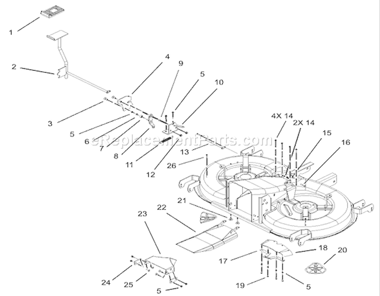 Cutting Pan, Bag on Demand Assembly Diagram and Parts List for 74570 230000001-230999999 - 2003 Toro Lawn Tractor