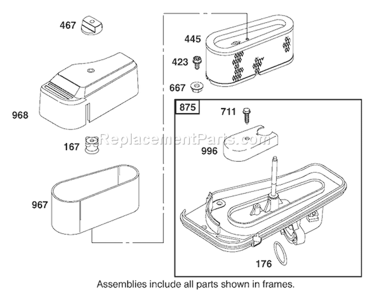 Air Cleaner Assembly Diagram and Parts List for 74570 240000001-240999999 - 2004 Toro Lawn Tractor