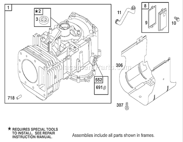 Cylinder Assembly Diagram and Parts List for 74570 240000001-240999999 - 2004 Toro Lawn Tractor