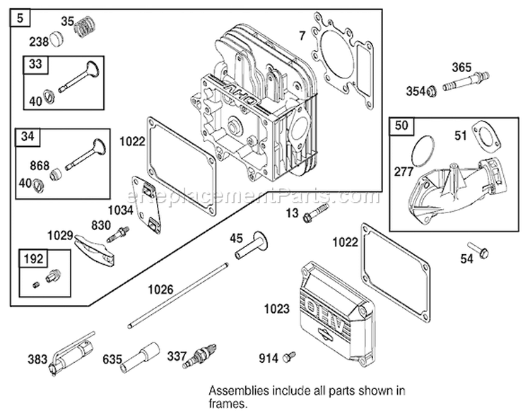 Cylinder Head Assembly Diagram and Parts List for 74570 240000001-240999999 - 2004 Toro Lawn Tractor