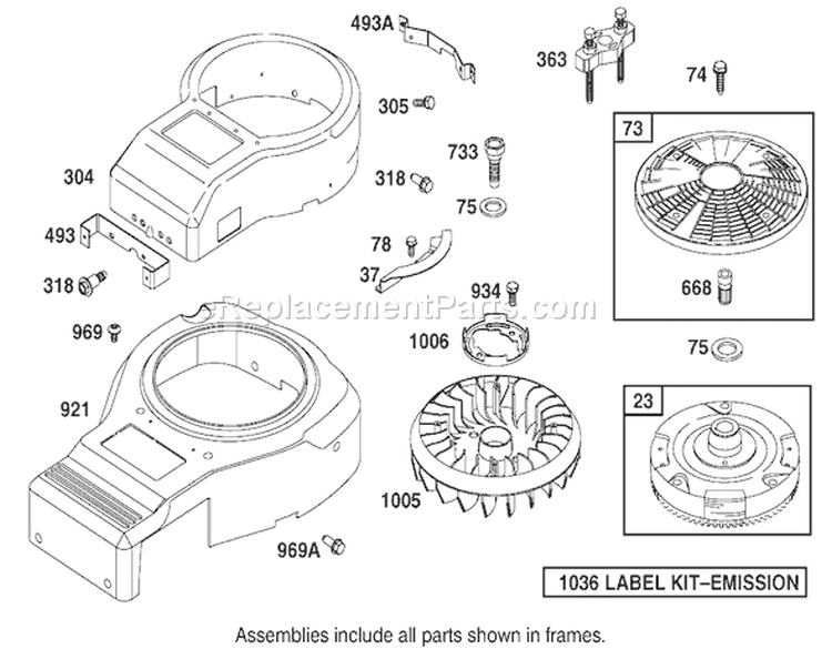 Blower Housing Assembly Diagram and Parts List for 74570 240000001-240999999 - 2004 Toro Lawn Tractor
