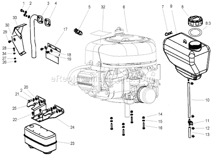 Engine Assembly Diagram and Parts List for 74570 240000001-240999999 - 2004 Toro Lawn Tractor