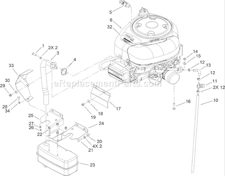 Engine Assembly Diagram and Parts List for 74573 270000001-270999999 - 2007 Toro Lawn Tractor