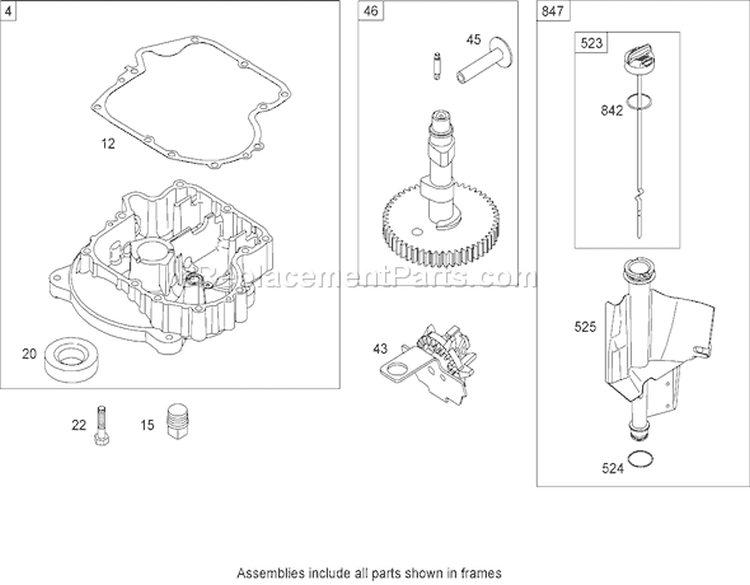 Crankcase Assembly Diagram and Parts List for 74573 280000001-280999999 - 2008 Toro Lawn Tractor