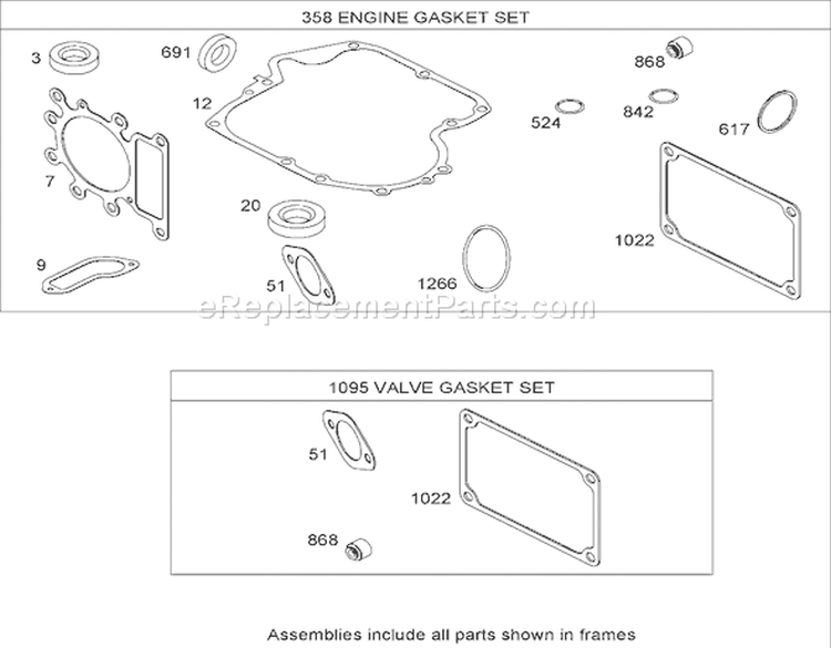 Gasket Set Diagram and Parts List for 74573 280000001-280999999 - 2008 Toro Lawn Tractor