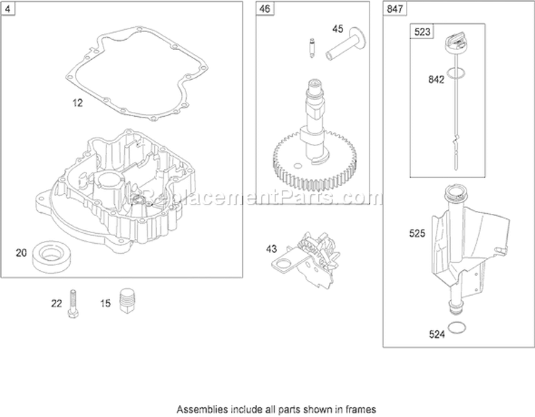 Crankcase Assembly Diagram and Parts List for 74573 290000481-290999999 - 2009 Toro Lawn Tractor