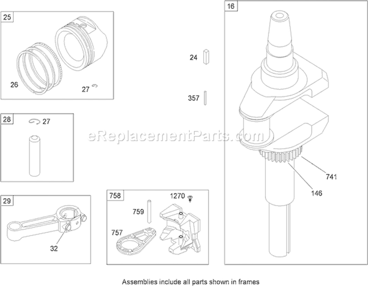 Crankshaft Assembly Diagram and Parts List for 74573 290000481-290999999 - 2009 Toro Lawn Tractor