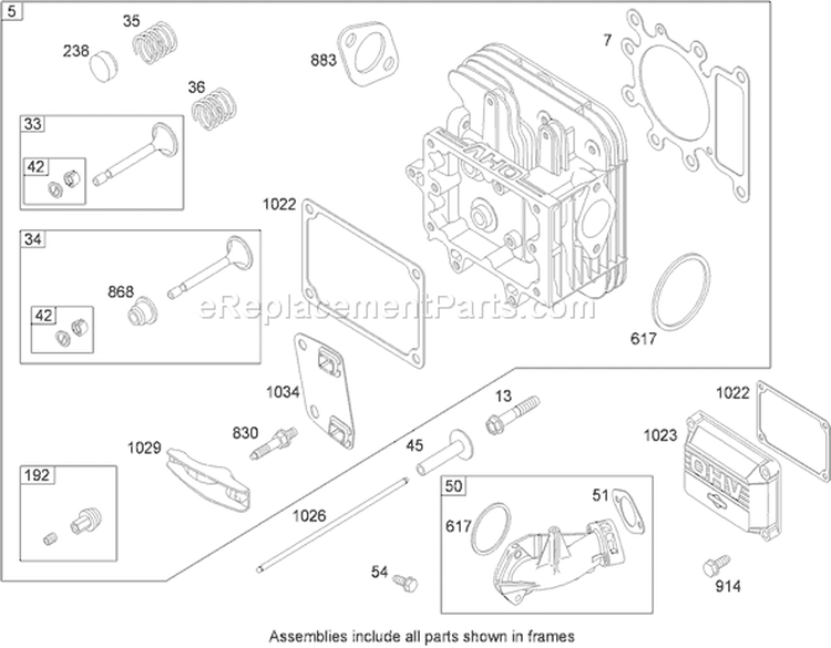 Cylinder Head Assembly Diagram and Parts List for 74573 290000481-290999999 - 2009 Toro Lawn Tractor
