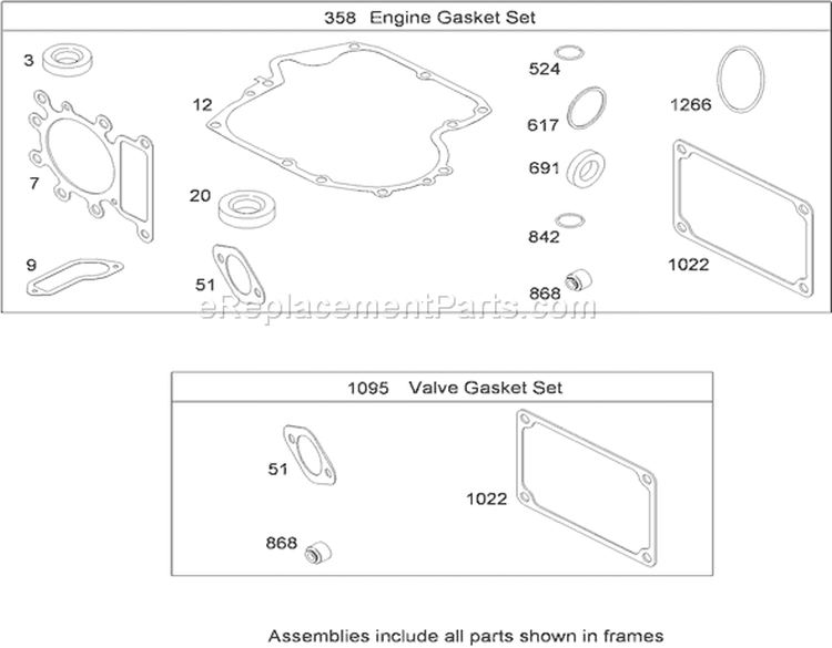 Gasket Set Diagram and Parts List for 74573 290000481-290999999 - 2009 Toro Lawn Tractor
