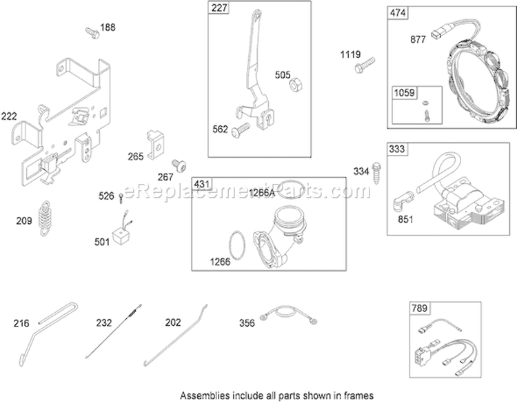 Governor Assembly Diagram and Parts List for 74573 290000481-290999999 - 2009 Toro Lawn Tractor