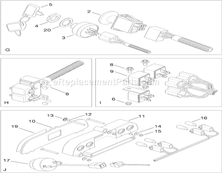 Page J Diagram and Parts List for 74573 310000001-310999999 - 2010 Toro Lawn Mower