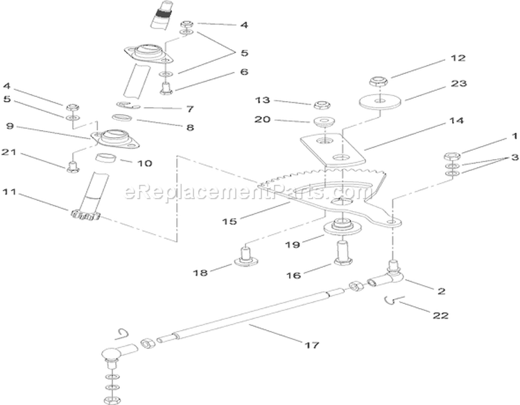Steering Assembly Diagram and Parts List for 74573 310000001-310999999 - 2010 Toro Lawn Mower