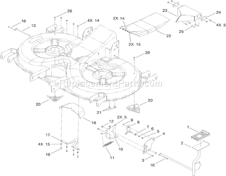 Cutting Pan and Bag on Demand Assembly Diagram and Parts List for 74573 310000001-310999999 - 2010 Toro Lawn Mower