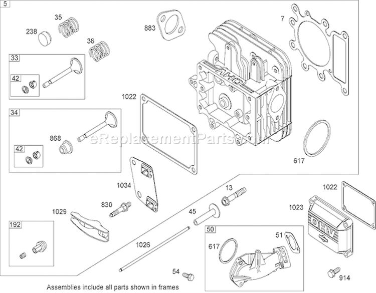 Cylinder Head Assembly Diagram and Parts List for 74573 280000001-280999999 - 2008 Toro Lawn Tractor