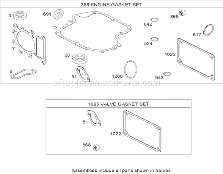 Gasket Set Diagram and Parts List for 74582 280000001-280999999 - 2008 Toro Lawn Tractor