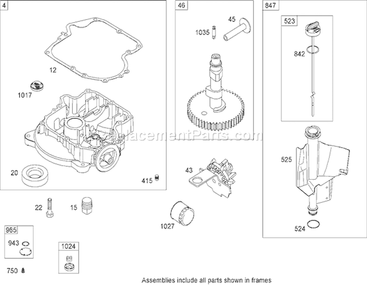 Crankcase Assembly Diagram and Parts List for 74582 280000001-280999999 - 2008 Toro Lawn Tractor