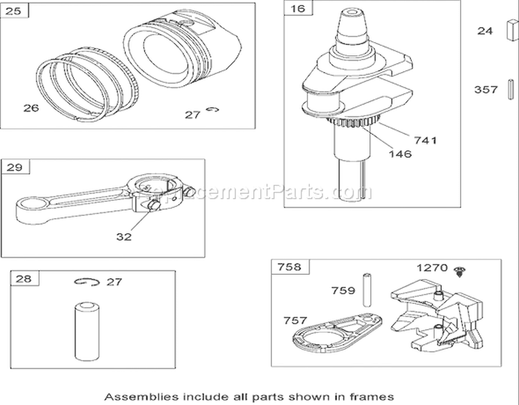 Crankshaft Assembly Diagram and Parts List for 74573 280000001-280999999 - 2008 Toro Lawn Tractor