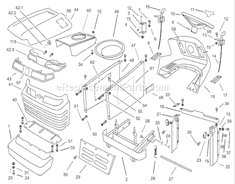 Page B Diagram and Parts List for 74590 200000001-200999999 - 2000 Toro Lawn Tractor