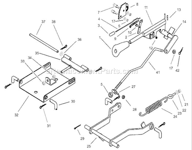 Operation (Mower Lift) Assembly Diagram and Parts List for 74590 200000001-200999999 - 2000 Toro Lawn Tractor