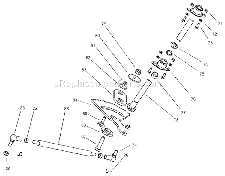 Steering Assembly Diagram and Parts List for 74590 200000001-200999999 - 2000 Toro Lawn Tractor