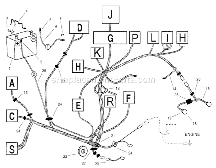 Electrical Assembly Diagram and Parts List for 74590 210000001-210999999 - 2001 Toro Lawn Tractor